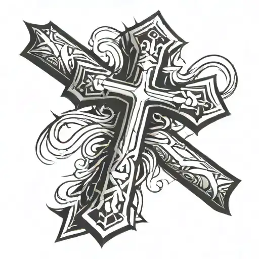 long thick stone with a cross on top tattoo design idea