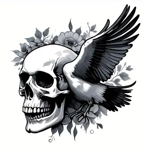 dove and skull tattoo design idea