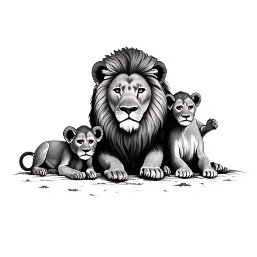Lion With Three Cubs tattoo design idea