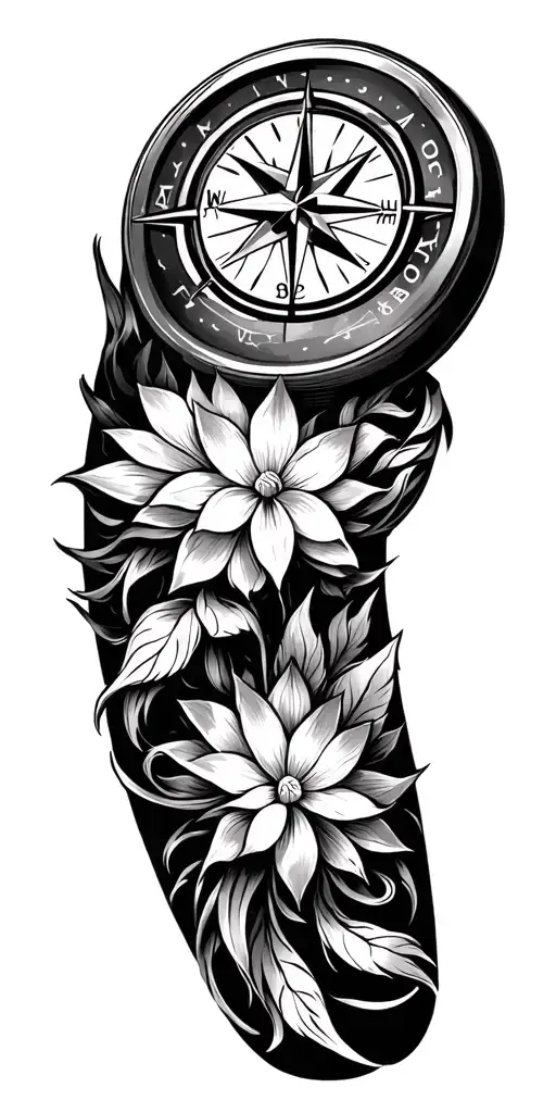 toronto teams stars compass lotus travel tattoo design idea