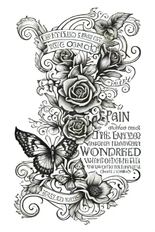 Bible quote with the words "The pain we go through now cant be compared to the wonderful things god has planned for us"  tattoo design idea