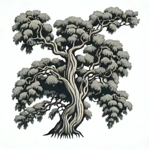Lebanese cedar tree intertwined with Mexican Cultural Tattoo tattoo design idea