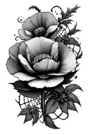 poppy vine and spiderweb tattoo no background tattoo design idea