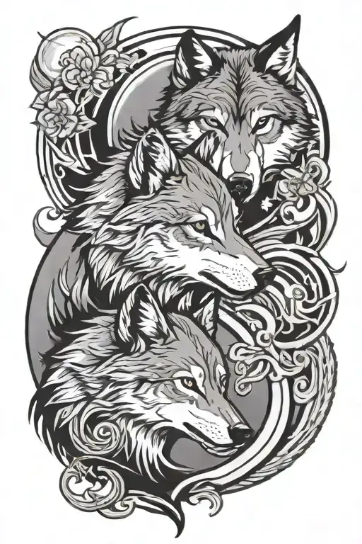 Wolves + YinYang tattoo design idea