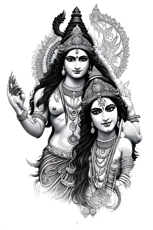 shiva and kali tattoo design idea