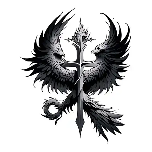 Phoenix Cross tattoo design idea