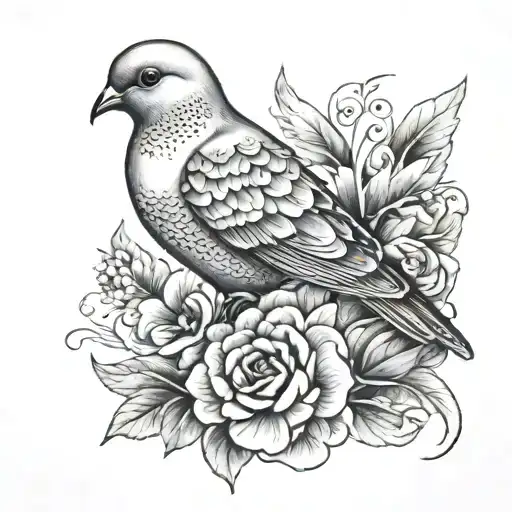 name Abel Garcia with a dove tattoo design idea