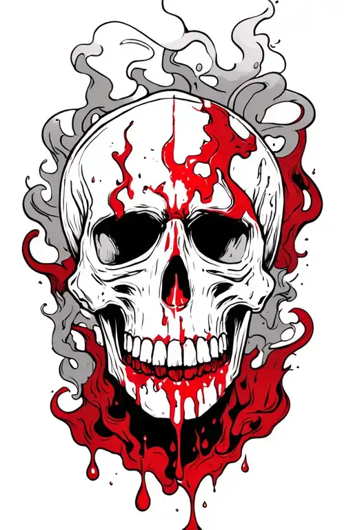 Death B/4 Dishonor with shaded red and black ink with a blood drop with smoke as a background filler in black ink tattoo design idea