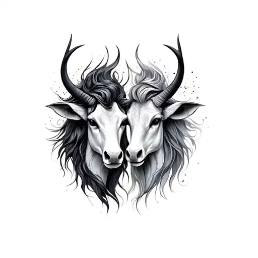virgo and taurus zodiac sign intertwined tattoo design idea