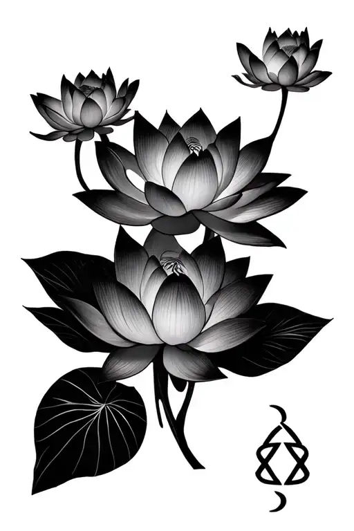 2 lotus flowers with the eating disorder recovery symbol at the bottom. Please keep it feminine and minimalistic  tattoo design idea
