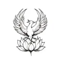 phoenix rising from lotus flower tattoo design idea