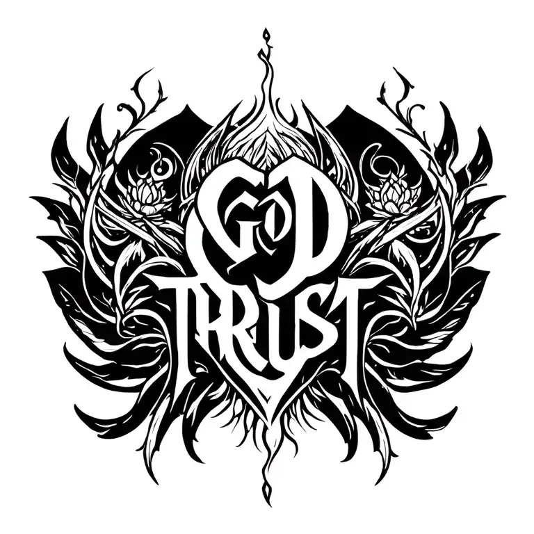 in god trust tattoo design idea