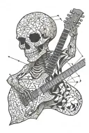 skeleton play guitar tattoo design idea