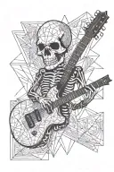 skeleton play guitar tattoo design idea