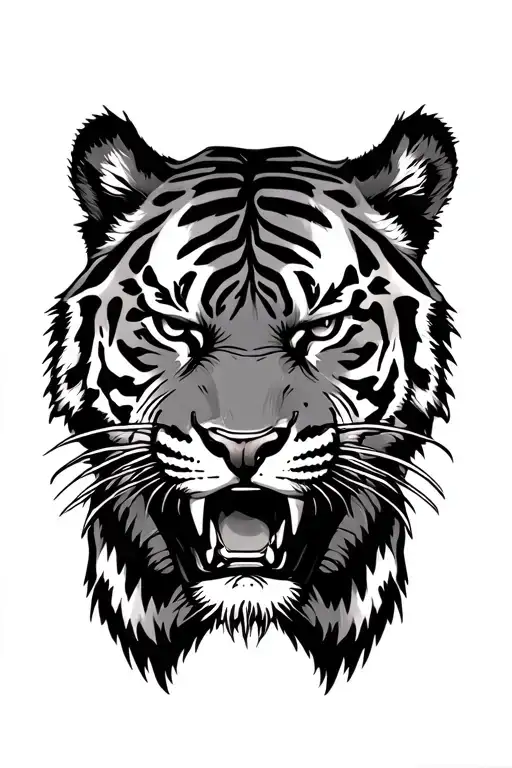 tiger roaring tattoo design idea