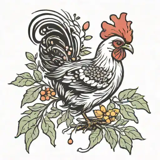 a hen on mistletoe tattoo design idea