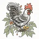 a hen on mistletoe tattoo design idea