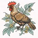 a hen on mistletoe tattoo design idea