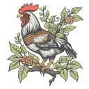 a hen on mistletoe tattoo design idea