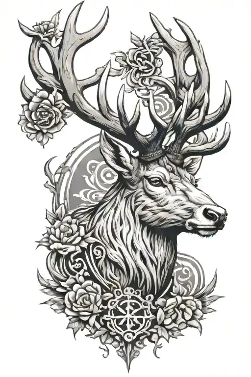 Scottish stag full tattoo design idea