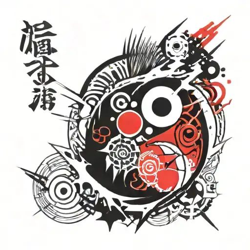 rectangular japanese charm tattoo design idea