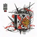 rectangular japanese charm tattoo design idea