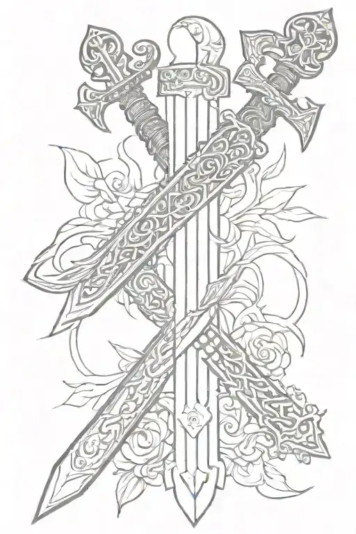 traditional two edged sword with hebrews 4:12 from the NIV bible incorporated  tattoo design idea