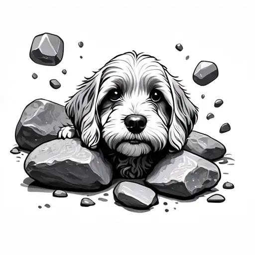rocks for my golden doodle who loved playing with rocks tattoo design idea