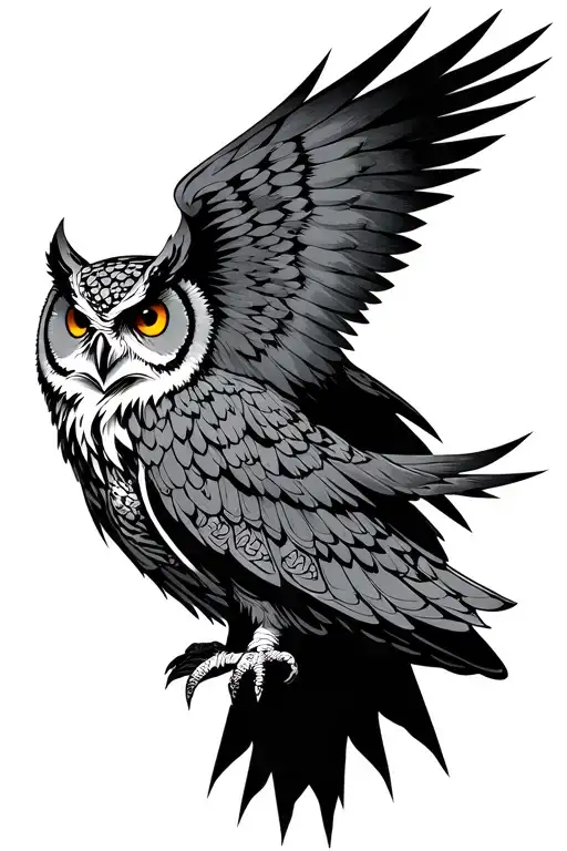 I want to blend a owl and a warhammer 40k space marine. the alpha legion chapter - the owl should be the outer layer tattoo design idea