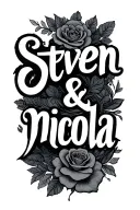 "Steven & nicola" Wedding Anniversary tattoo design idea