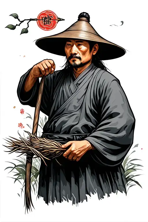 parable of Chinese farmer tattoo design idea