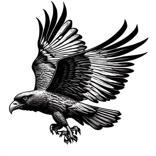 black hawk flying silhouette tattoo design idea