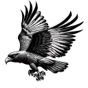 black hawk flying silhouette tattoo design idea