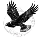 black hawk flying silhouette tattoo design idea