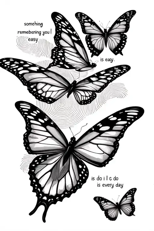 Lots of butterflies with fingerprints in the wings and something saying remembering you is easy I do it every day  tattoo design idea