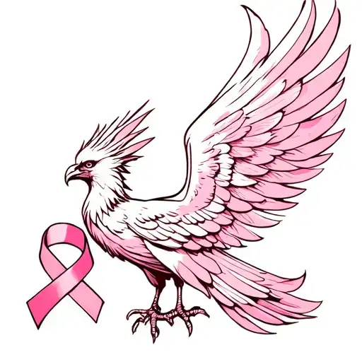 a phoenix rising tattoo where the wing feathers themselves are replaced with awareness ribbons — pink for breast cancer  tattoo design idea
