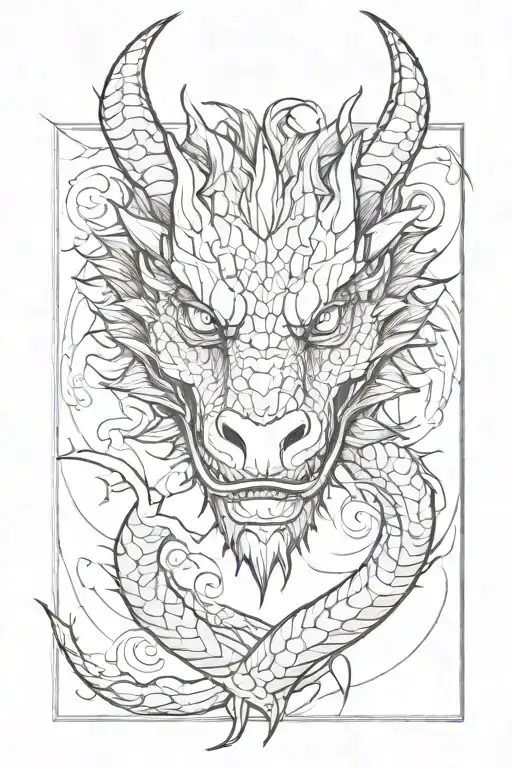 simple dragon face tattoo design idea