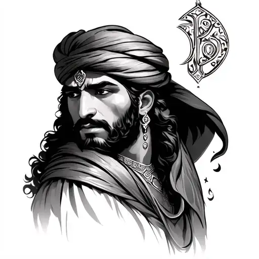 male arab genie tattoo design idea