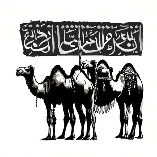 camels surrounded by Berber sign tattoo design idea