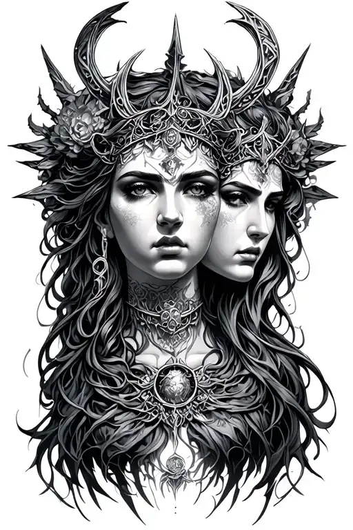 Hecate three -faced goddess of the moon. tattoo design idea