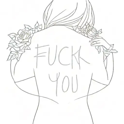a woman with a tattoo that says'fuck you love you' tattoo design idea