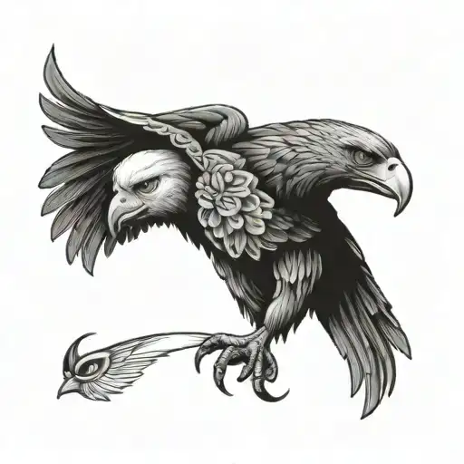 eagle and greek goods tattoo design idea