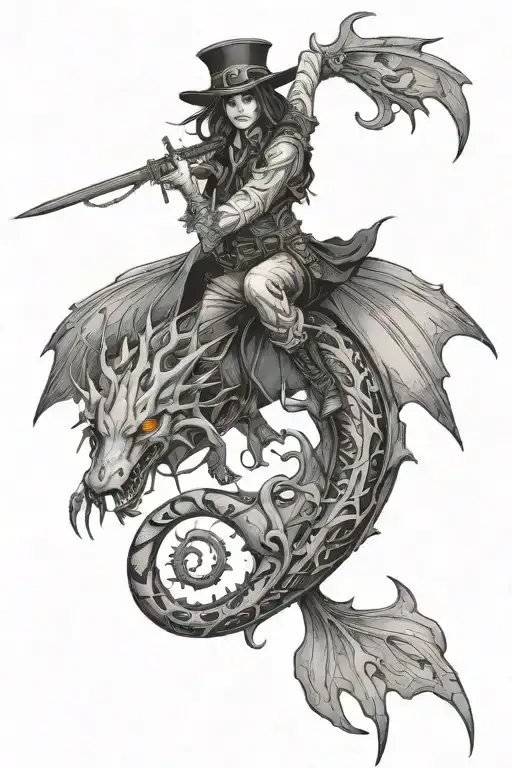 Myriapoda over alucard gun tattoo design idea