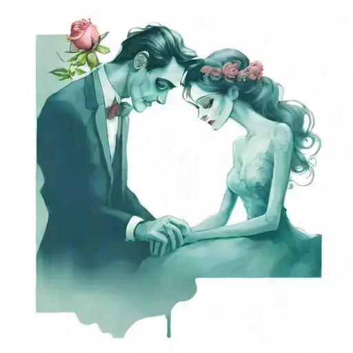 roses corpse bride groom tattoo design idea