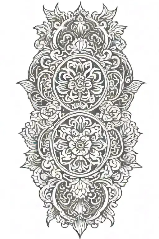 korean traditional pattern on the background and make it flat on the bottom tattoo design idea