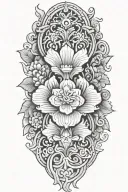 korean traditional pattern on the background and make it flat on the bottom tattoo design idea