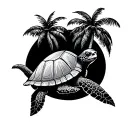 turtle beach palm tree growing tattoo design idea