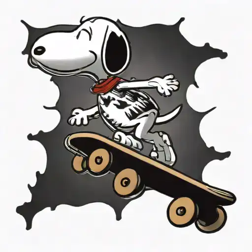 Snoopy riding a skateboard tattoo design idea