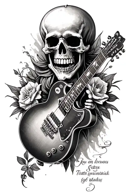 guitar death memorial tattoo design idea