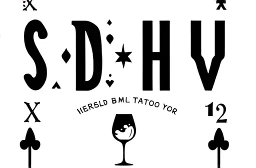 "SDHV²
🍷🌎♠️🫂" tattoo design idea